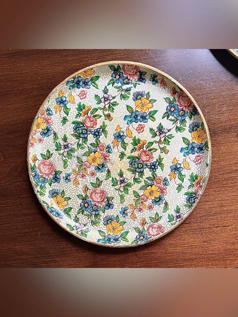 Vtg Highmount Japan Chintz Floral 7” Plates Set 4 MCM Alcohol Proof Cottagecore